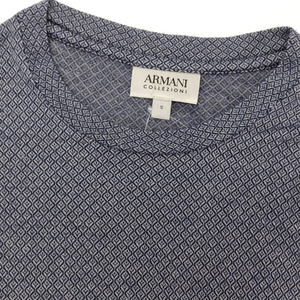 【SALE30%OFF/返品不可】【中古】アルマーニ コレッツォーニ ARMANI COLLEZIONI レーヨンポリウレタン クルーネック 長袖Ｔシャツ ネイビーxグレー【 サイズS 】【 状態ランクB 】【 メンズ 】