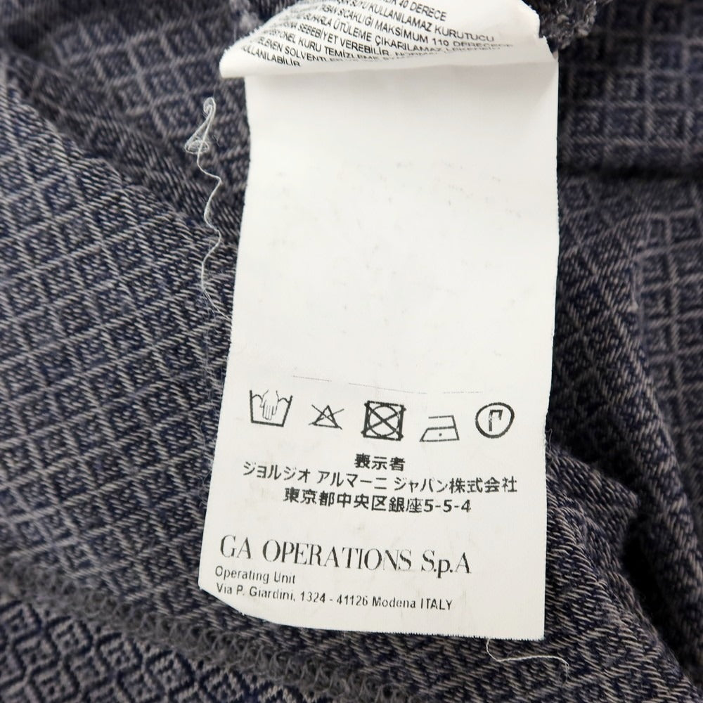 【SALE30%OFF/返品不可】【中古】アルマーニ コレッツォーニ ARMANI COLLEZIONI レーヨンポリウレタン クルーネック 長袖Ｔシャツ ネイビーxグレー【 サイズS 】【 状態ランクB 】【 メンズ 】
