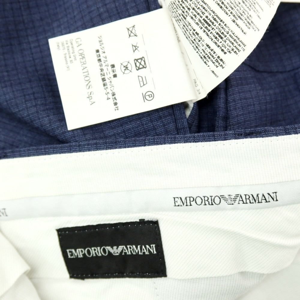 【SALE30%OFF/返品不可】【中古】エンポリオ アルマーニ EMPORIO ARMANI ウール チェック ドレススラックスパンツ ネイビー【 サイズ50 】【 状態ランクB 】【 メンズ 】