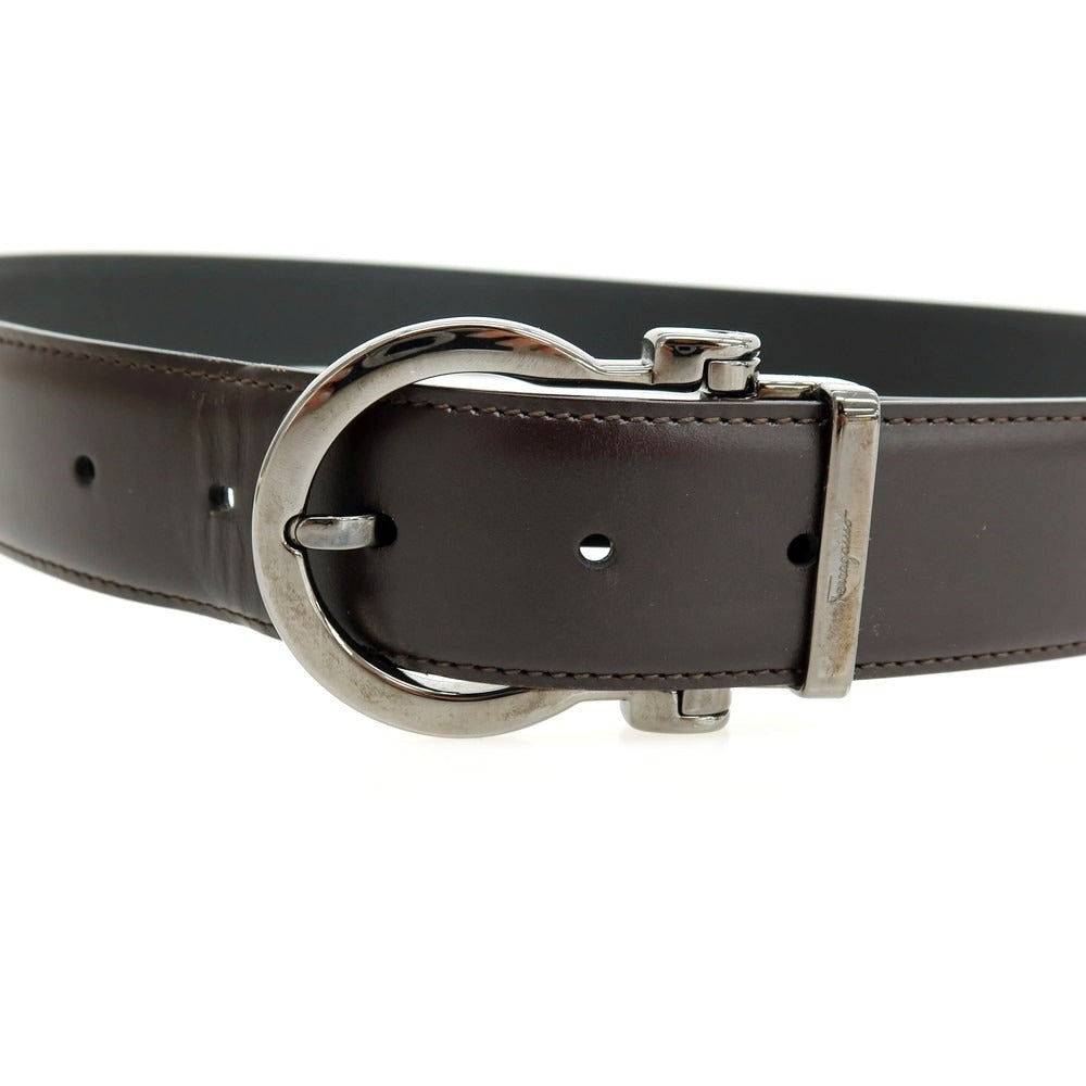 【中古】サルヴァトーレフェラガモ Salvatore Ferragamo レザー ベルト ダークブラウン【サイズ表記なし（約93.5cm位）】【 状態ランクB 】【 メンズ 】