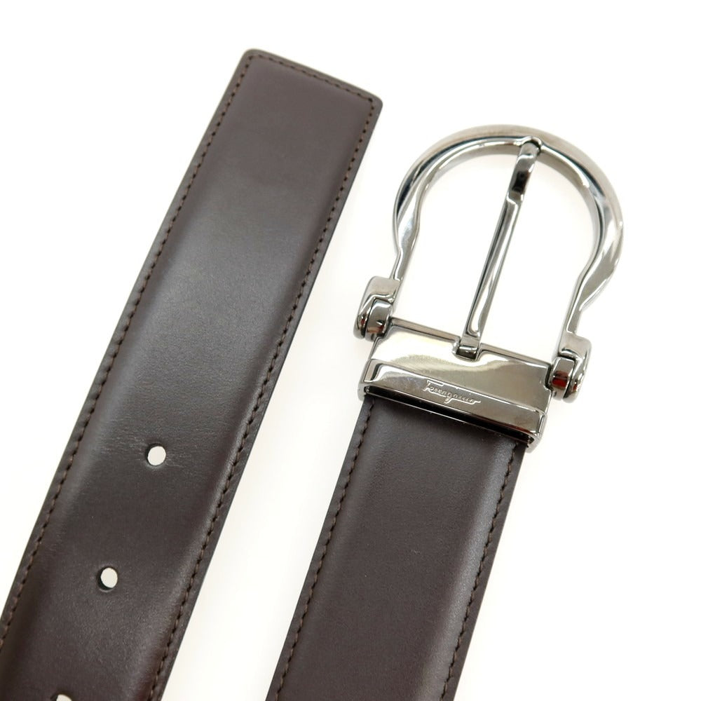 【中古】サルヴァトーレフェラガモ Salvatore Ferragamo レザー ベルト ダークブラウン【サイズ表記なし（約93.5cm位）】【 状態ランクB 】【 メンズ 】