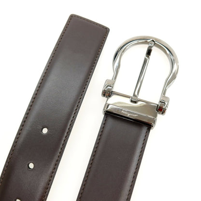 【中古】サルヴァトーレフェラガモ Salvatore Ferragamo レザー ベルト ダークブラウン【サイズ表記なし（約93.5cm位）】【 状態ランクB 】【 メンズ 】