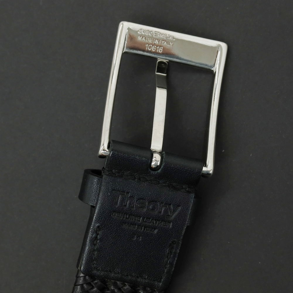 【中古】セオリー theory エラスティック メッシュレザーベルト ブラックxシルバー【サイズ34】【 状態ランクB 】【 メンズ 】