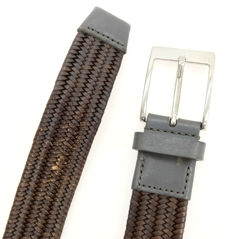【SALE30%OFF/返品不可】【中古】セオリー theory エラスティック メッシュレザーベルト ブラウンxグレー【 サイズ34 】【 状態ランクB 】【 メンズ 】