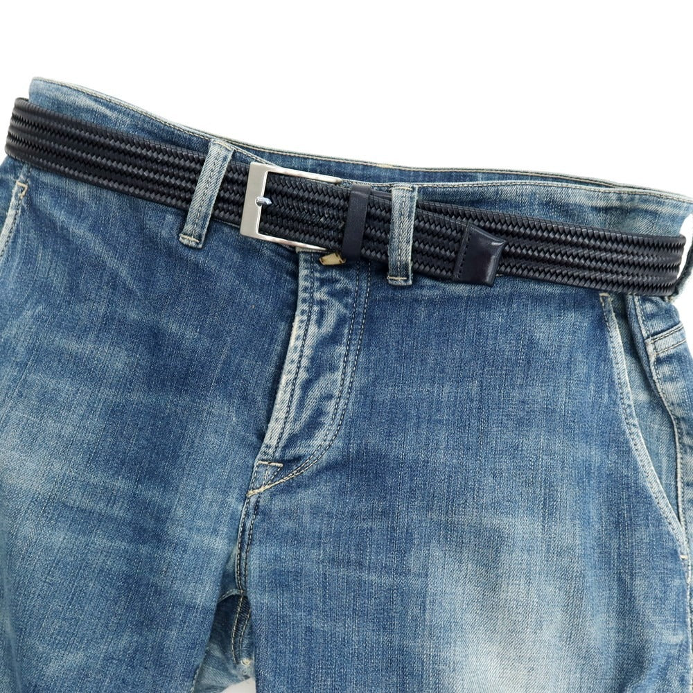 【中古】セオリー theory エラスティック メッシュレザーベルト ネイビー【サイズ34】【 状態ランクB 】【 メンズ 】