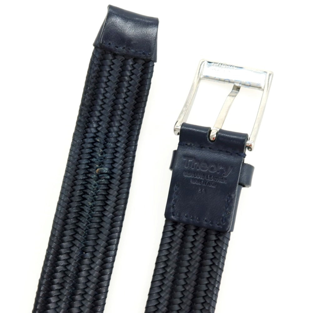 【中古】セオリー theory エラスティック メッシュレザーベルト ネイビー【サイズ34】【 状態ランクB 】【 メンズ 】