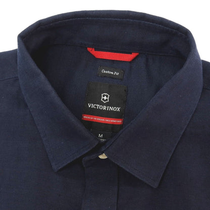 【中古】ビクトリノックス Victorinox リネンコットン レギュラーカラー カジュアルシャツ ネイビー【サイズＭ】【 状態ランクB 】【 メンズ 】
