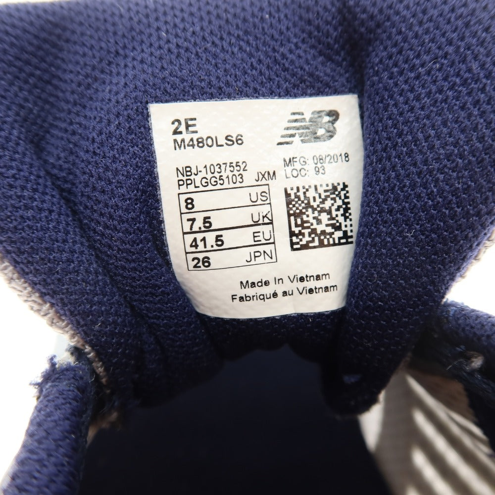 【中古】ニューバランス NEW BALANCE M480LS6 ナイロン系 スニーカー グレー【サイズ26】【 状態ランクA 】【 メンズ 】