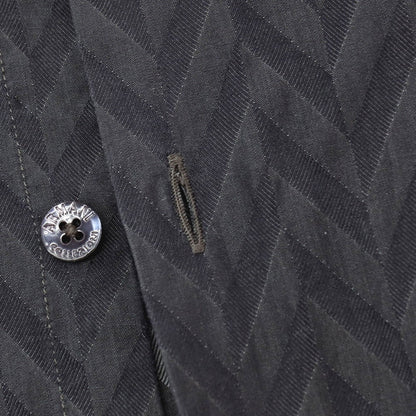 【中古】アルマーニ コレッツォーニ ARMANI COLLEZIONI コットン ヘリンボーン ジャカード レギュラーカラー カジュアルシャツ ダークグレーxブラック【サイズXL】【 状態ランクC 】【 メンズ 】