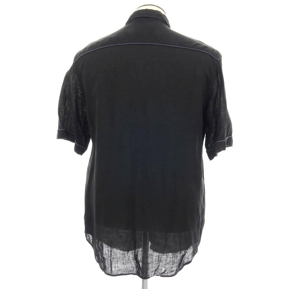 【中古】アルマーニ コレッツォーニ ARMANI COLLEZIONI リネン レギュラーカラー 半袖シャツ ブラック【サイズXL】【 状態ランクC 】【 メンズ 】
