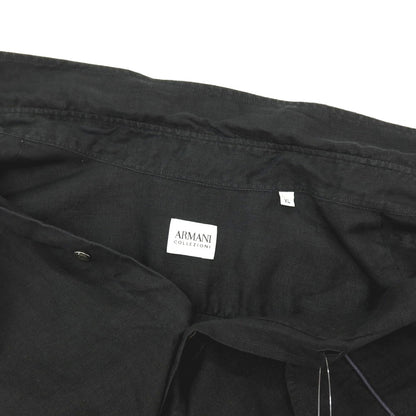 【中古】アルマーニ コレッツォーニ ARMANI COLLEZIONI リネン レギュラーカラー 半袖シャツ ブラック【サイズXL】【 状態ランクC 】【 メンズ 】
