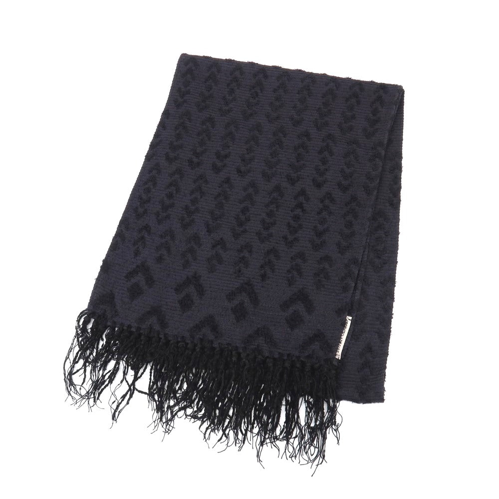 【中古】ジョルジオアルマーニ GIORGIO ARMANI レーヨンシルク ジャカード ストール ダークネイビーxブラック【 状態ランクB 】【 メンズ 】