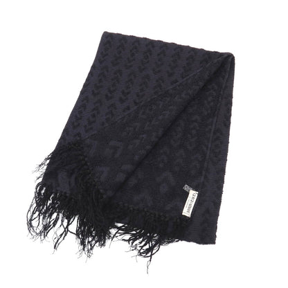 【中古】ジョルジオアルマーニ GIORGIO ARMANI レーヨンシルク ジャカード ストール ダークネイビーxブラック【 状態ランクB 】【 メンズ 】