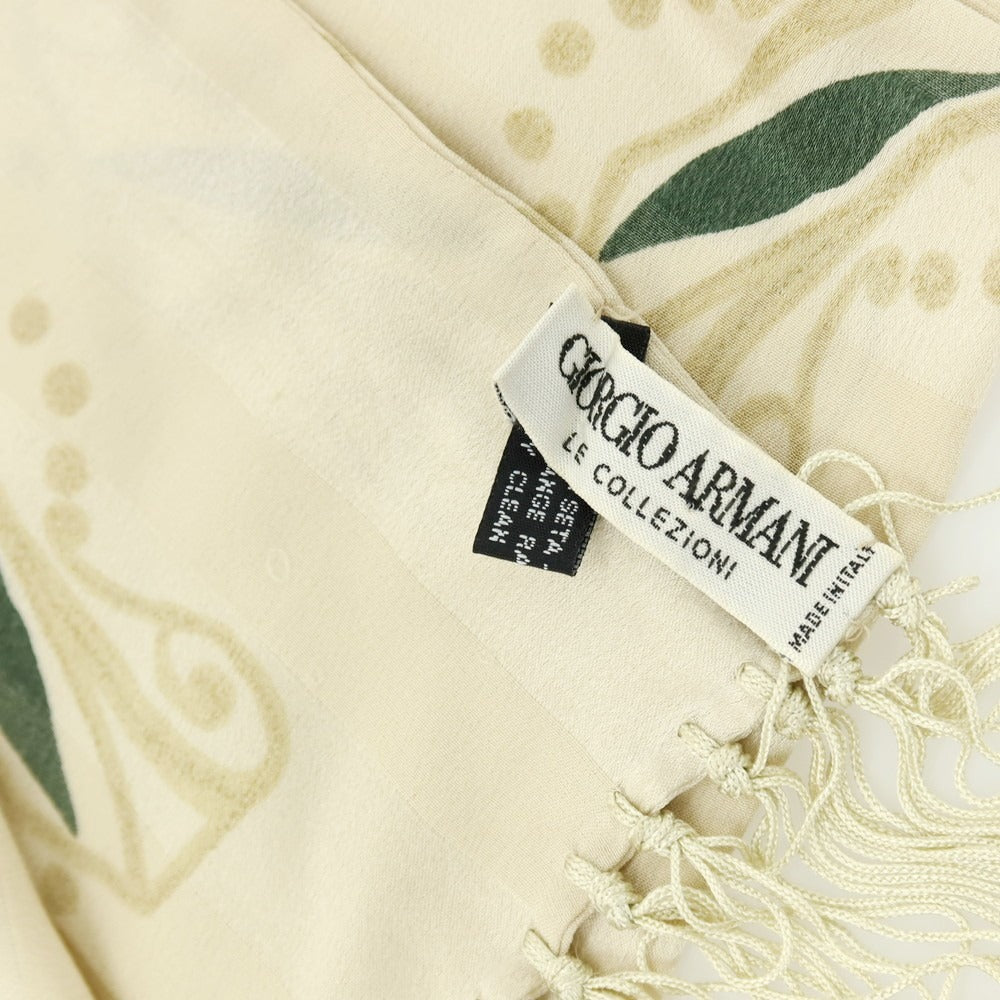 【中古】ジョルジオアルマーニ GIORGIO ARMANI シルク ジャカード×プリント ストール ライトベージュ【 状態ランクB 】【 メンズ 】
