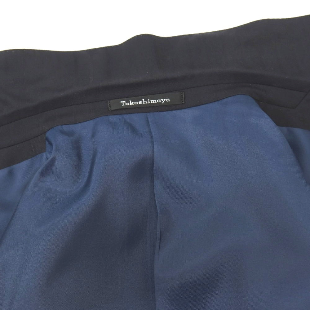 【中古】タカシマヤ takashimaya ELEFIT ウール シャドウストライプ 2つボタンスーツ ネイビー【サイズ表記なし（S位）】【 状態ランクB 】【 メンズ 】
