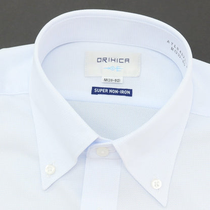 【中古】【未使用】オリヒカ ORIHICA SUPER NON-IRON ポリエステル ボタンダウン ドレスシャツ ライトブルー【サイズM】【 状態ランクS 】【 メンズ 】