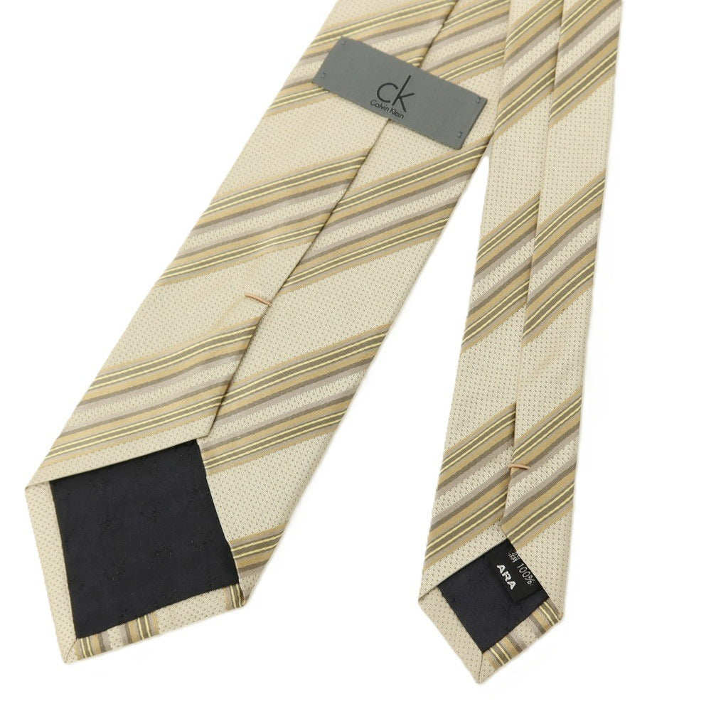 【SALE30%OFF/返品不可】【中古】シーケーカルバンクライン ck シルク ストライプ柄ネクタイ ベージュ【 状態ランクC 】【 メンズ 】