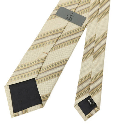 【SALE30%OFF/返品不可】【中古】シーケーカルバンクライン ck シルク ストライプ柄ネクタイ ベージュ【 状態ランクC 】【 メンズ 】
