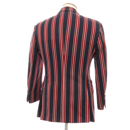 【中古】エトロ ETRO コットン ストライプ 2B カジュアルジャケット ダークネイビーxレッド【サイズ46】【 状態ランクD 】【 メンズ 】