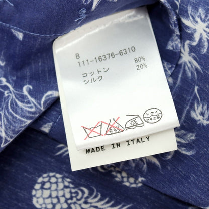 【中古】エトロ ETRO コットンシルク セミワイドカラー カジュアルシャツ ネイビーxホワイト【サイズM】【 状態ランクC 】【 メンズ 】