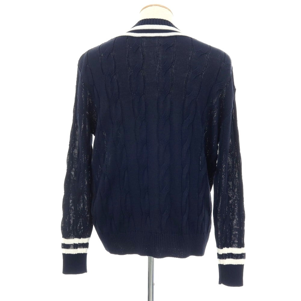 【中古】トラディショナルウェザーウェア Traditional Weatherwear コットン ケーブル編み Vネック プルオーバーニット ネイビーxホワイト【サイズS】【 状態ランクA 】【 メンズ 】