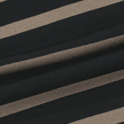 【中古】デザインワークス DESIGNWORKS ハイゲージ レーヨン系 ボーダー クルーネック プルオーバーニット ブラックxトープ【サイズ48】【 状態ランクA 】【 メンズ 】