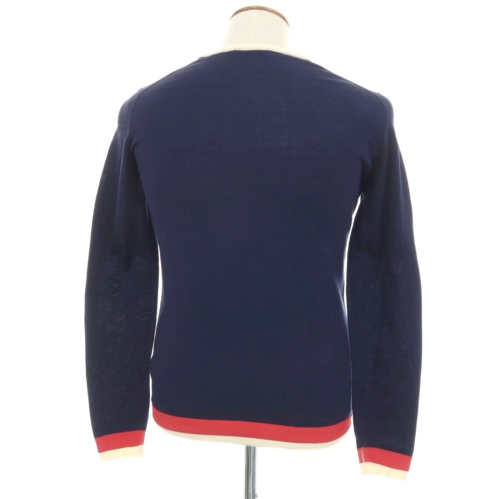 【中古】ロベルトコリーナ ROBERTO COLLINA ハイゲージ コットン ヘンリーネック プルオーバーニット ネイビー【サイズ46】【 状態ランクB 】【 メンズ 】