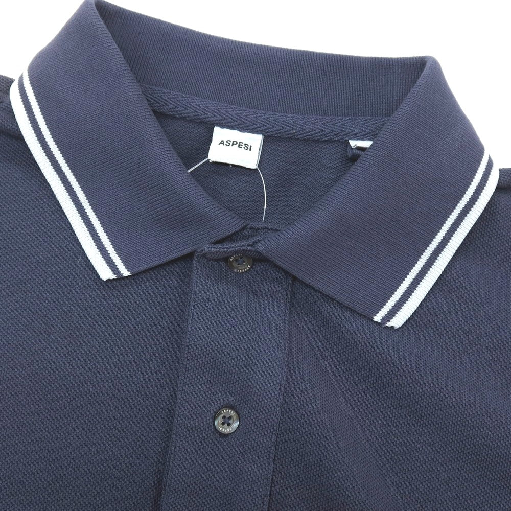 【SALE30%OFF/返品不可】【中古】アスペジ ASPESI コットン 鹿の子 半袖ポロシャツ ネイビー【 サイズL 】【 状態ランクC 】【 メンズ 】