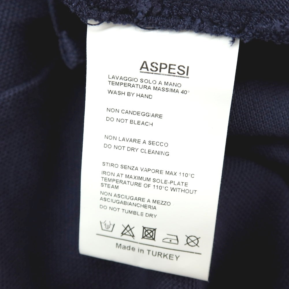 【SALE30%OFF/返品不可】【中古】アスペジ ASPESI コットン 鹿の子 半袖ポロシャツ ネイビー【 サイズL 】【 状態ランクC 】【 メンズ 】