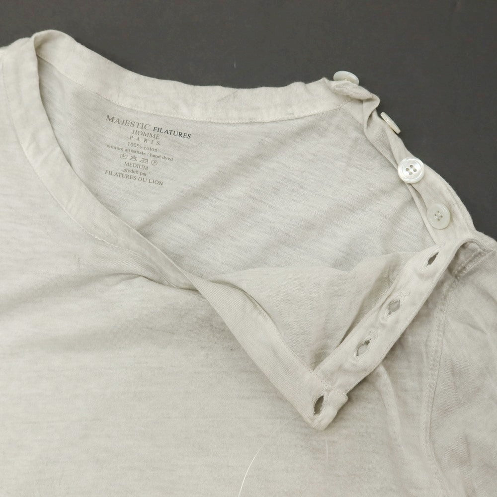 【SALE30%OFF/返品不可】【中古】マジェスティック フィラチュール オム MAJESTIC FILATURES HOMME コットン クルーネック 長袖Ｔシャツ ライトグレージュ系【 サイズM 】【 状態ランクB 】【 メンズ 】