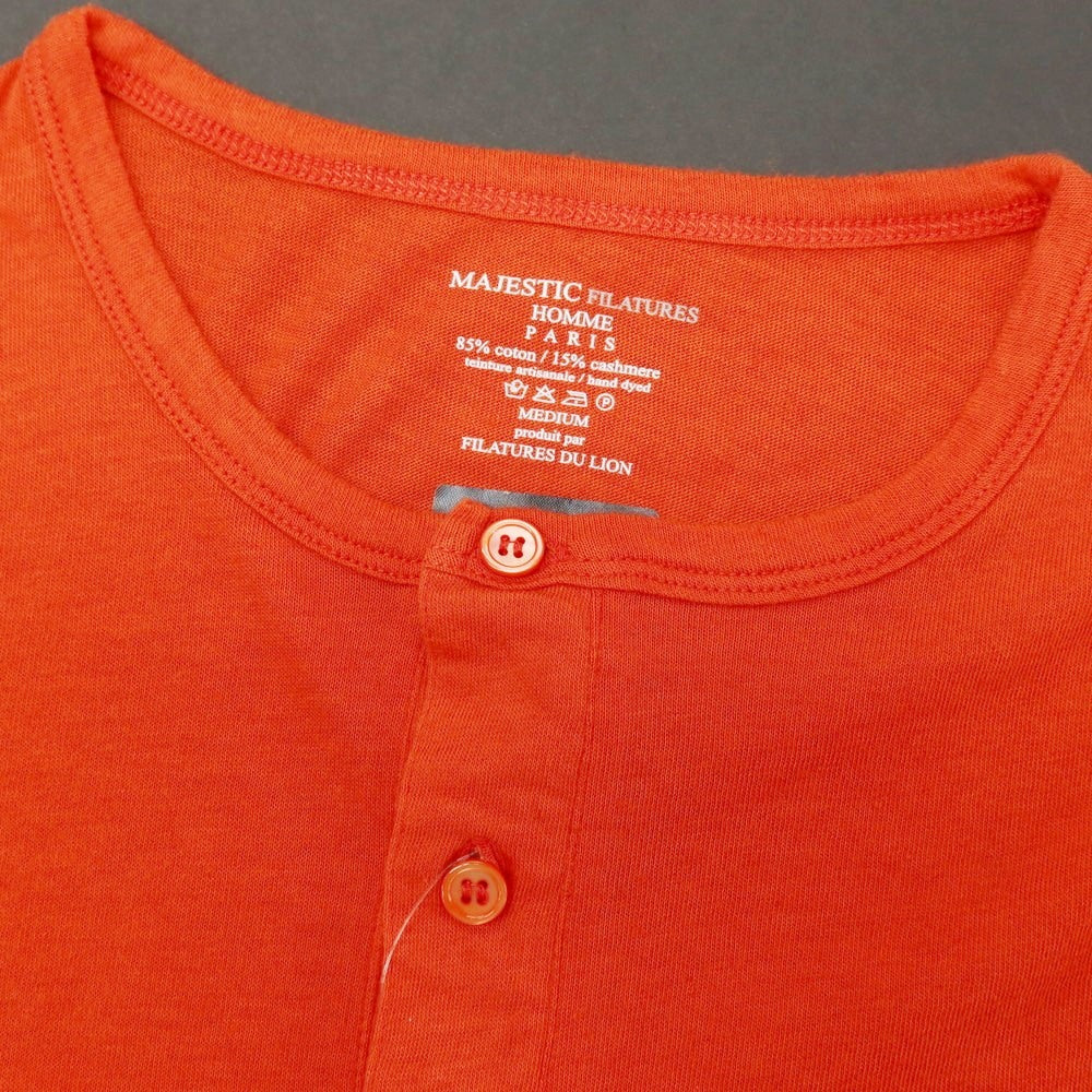 【中古】マジェスティック フィラチュール オム MAJESTIC FILATURES HOMME コットンカシミヤ ヘンリーネック 長袖Ｔシャツ オレンジ【サイズM】【 状態ランクB 】【 メンズ 】