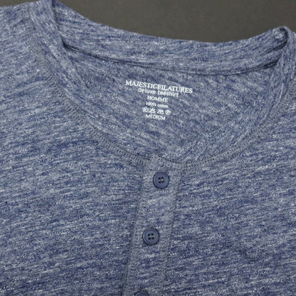 【SALE30%OFF/返品不可】【中古】マジェスティック フィラチュール オム MAJESTIC FILATURES HOMME コットン ヘンリーネック 半袖Ｔシャツ メランジネイビー【 サイズM 】【 状態ランクB 】【 メンズ 】