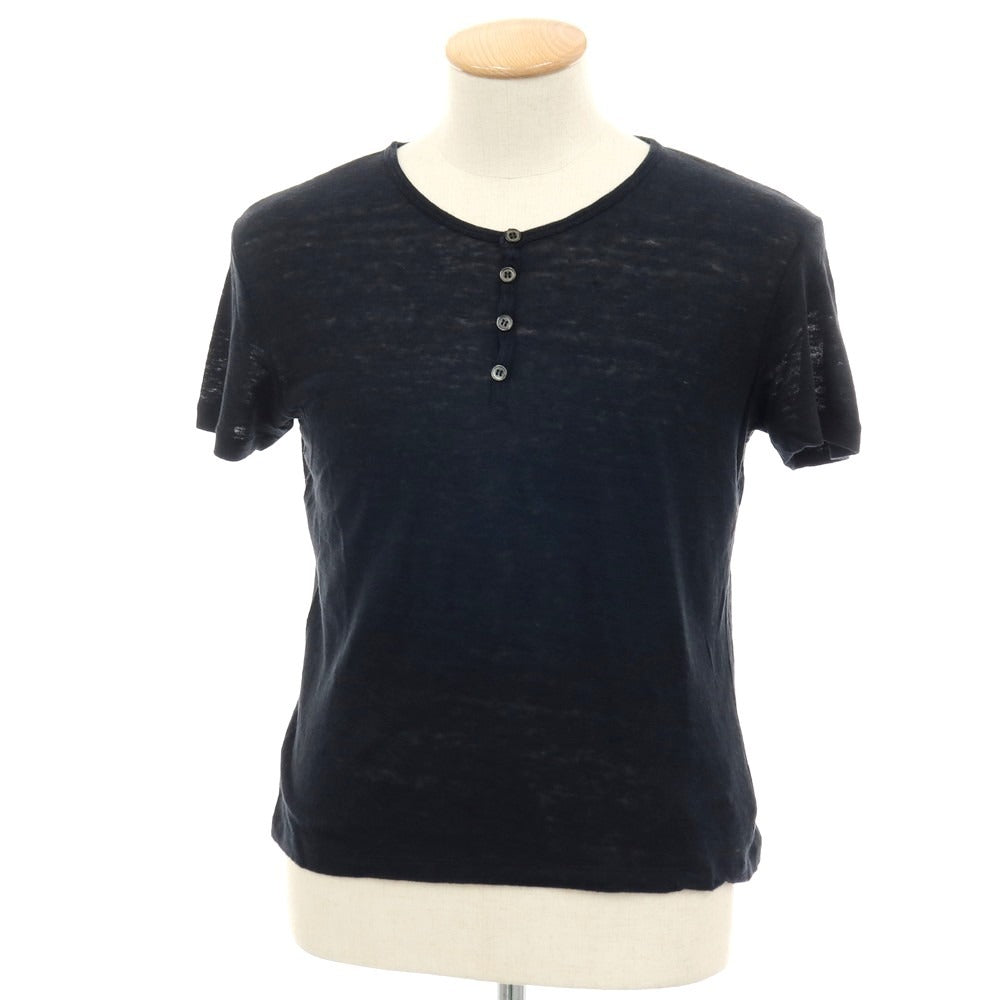 【中古】マジェスティック フィラチュール オム MAJESTIC FILATURES HOMME リネンシルク スラブ ヘンリーネック 半袖Ｔシャツ ブラック【サイズS】【 状態ランクB 】【 メンズ 】