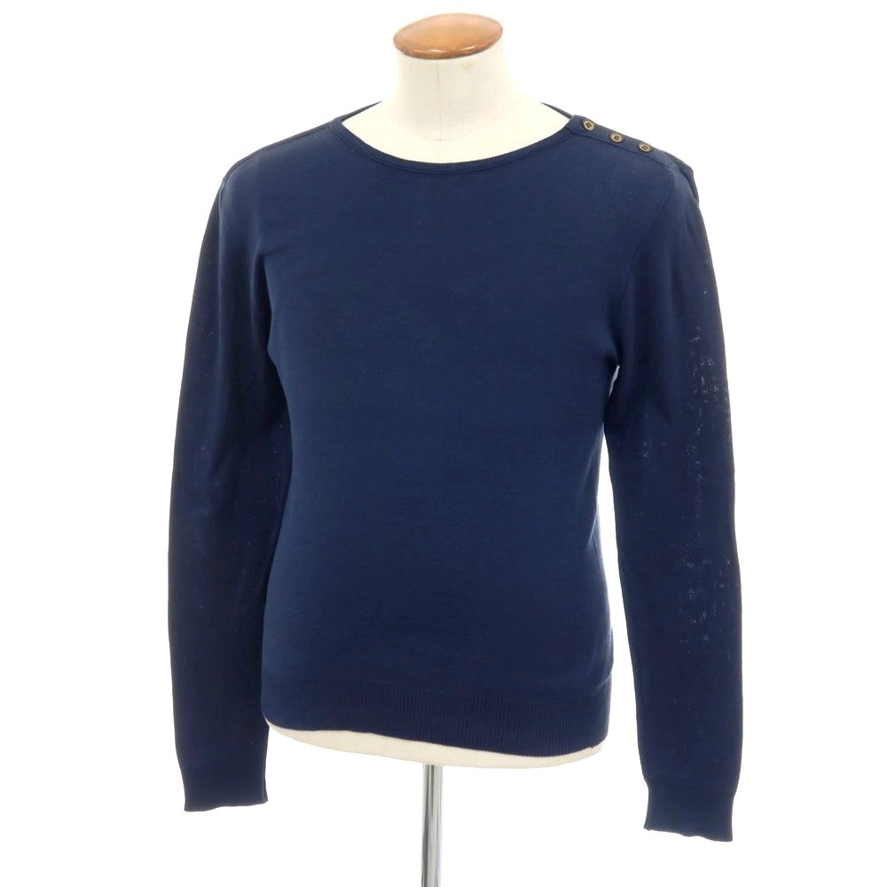 【中古】ルトロワ Letroyes コットン ボートネック プルオーバーニット ネイビー【サイズM】【 状態ランクB 】【 メンズ 】