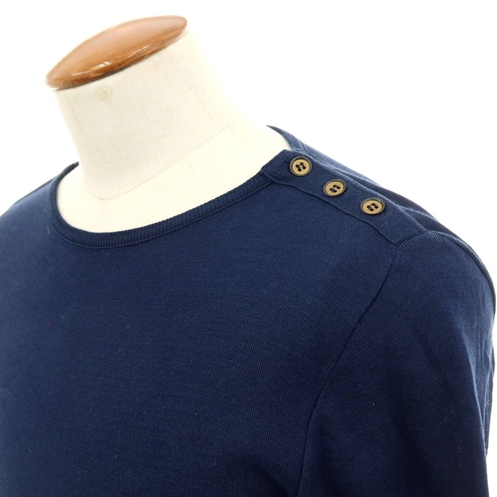 【中古】ルトロワ Letroyes コットン ボートネック プルオーバーニット ネイビー【サイズM】【 状態ランクB 】【 メンズ 】