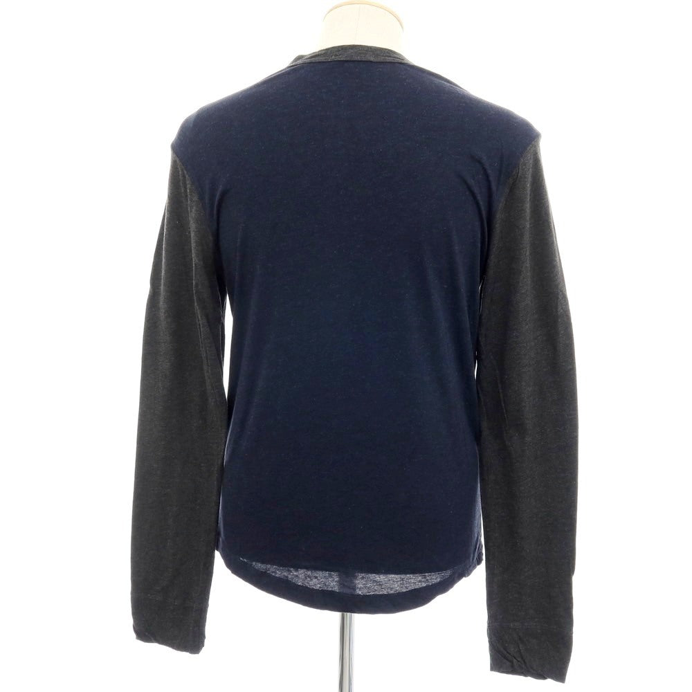 【中古】ジェームスパース JAMES PERSE コットン ヘンリーネック 長袖Ｔシャツ ネイビーxダークグレー【サイズ 00】【 状態ランクB 】【 メンズ 】