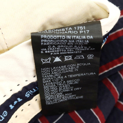 【中古】アントレアミ ENTRE AMIS GAGA ポリエステルウールポリウレタン サッカー ストライプ カジュアルスラックスパンツ ネイビーxレッド【サイズ34】【 状態ランクB 】【 メンズ 】