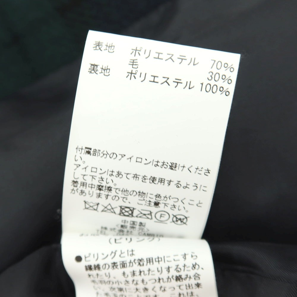 【中古】カンビオ CAMBIO ポリエステルウール チェック ステンカラーコート ネイビーxグリーン【サイズＳ】【 状態ランクB 】【 メンズ 】