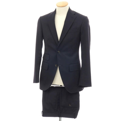 【中古】テーラーフィールズ tailorfields ウールポリエステル 2つボタンスーツ ダークネイビー【サイズ上38/下79】【 状態ランクB 】【 メンズ 】
