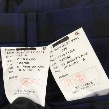 【中古】テーラーフィールズ tailorfields スリーピース ウール チェック 2つボタンスーツ ライトネイビーxブラック【サイズ上38/下76/ジレ44】【 状態ランクB 】【 メンズ 】