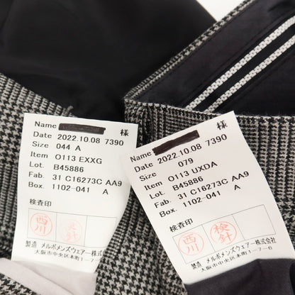 【中古】アザブテーラー azabu tailor WORLD TRAVELER ウール グレンチェック 2つボタンスーツ ブラックxホワイト【サイズ上42/下79/ジレ44】【 状態ランクB 】【 メンズ 】