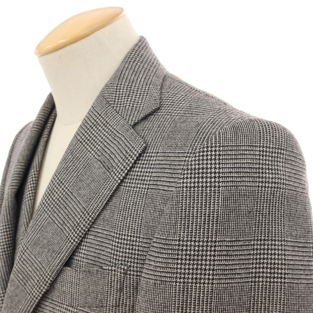 【中古】アザブテーラー azabu tailor WORLD TRAVELER ウール グレンチェック 2つボタンスーツ ブラックxホワイト【サイズ上42/下79/ジレ44】【 状態ランクB 】【 メンズ 】