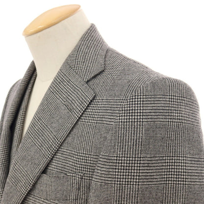 【中古】アザブテーラー azabu tailor WORLD TRAVELER ウール グレンチェック 2つボタンスーツ ブラックxホワイト【サイズ上42/下79/ジレ44】【 状態ランクB 】【 メンズ 】