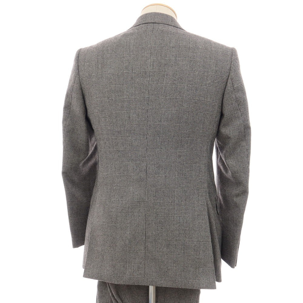 【中古】アザブテーラー azabu tailor WORLD TRAVELER ウール グレンチェック 2つボタンスーツ ブラックxホワイト【サイズ上42/下79/ジレ44】【 状態ランクB 】【 メンズ 】