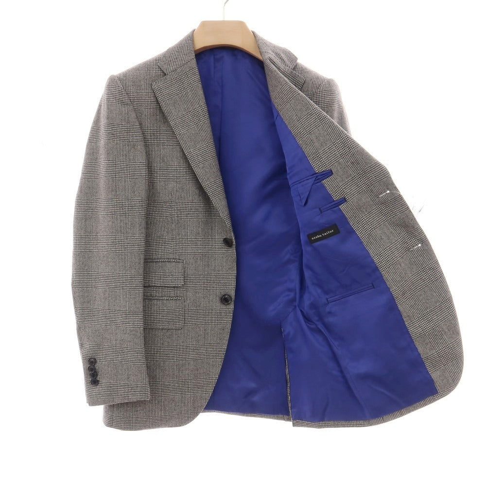 【中古】アザブテーラー azabu tailor WORLD TRAVELER ウール グレンチェック 2つボタンスーツ ブラックxホワイト【サイズ上42/下79/ジレ44】【 状態ランクB 】【 メンズ 】
