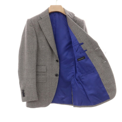 【中古】アザブテーラー azabu tailor WORLD TRAVELER ウール グレンチェック 2つボタンスーツ ブラックxホワイト【サイズ上42/下79/ジレ44】【 状態ランクB 】【 メンズ 】