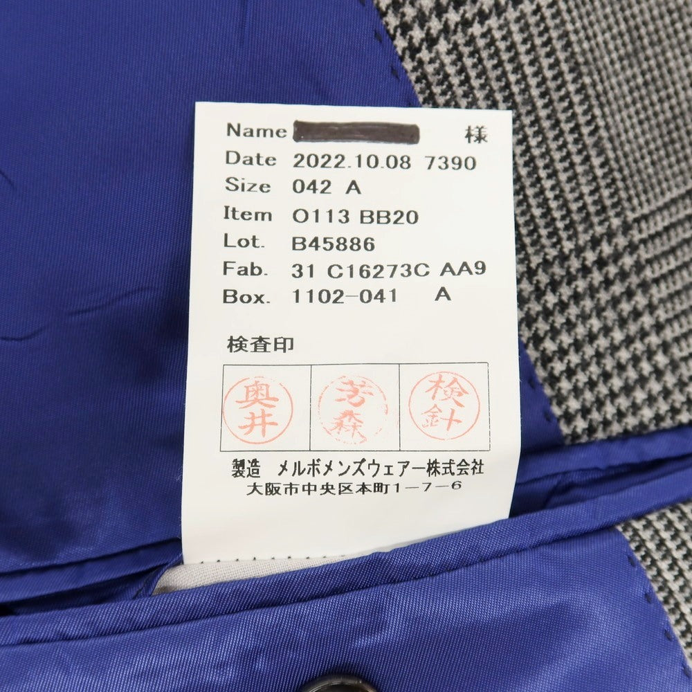 【中古】アザブテーラー azabu tailor WORLD TRAVELER ウール グレンチェック 2つボタンスーツ ブラックxホワイト【サイズ上42/下79/ジレ44】【 状態ランクB 】【 メンズ 】