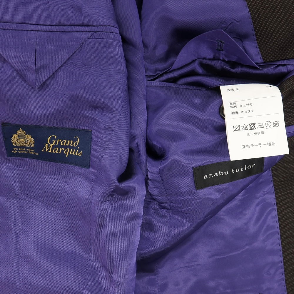 【中古】アザブテーラー azabu tailor スリーピース ウール 2つボタンスーツ ダークブラウン【サイズ上42/下79/ジレ44】【 状態ランクB 】【 メンズ 】