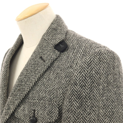 【中古】アザブテーラー azabu tailor ウール ハリスツイード ヘリンボーン 3B カジュアルジャケット ブラックxホワイト【サイズ42】【 状態ランクA 】【 メンズ 】