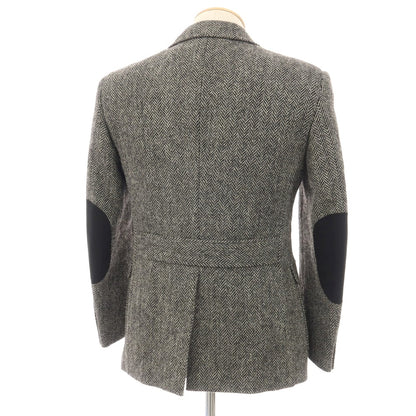 【中古】アザブテーラー azabu tailor ウール ハリスツイード ヘリンボーン 3B カジュアルジャケット ブラックxホワイト【サイズ42】【 状態ランクA 】【 メンズ 】